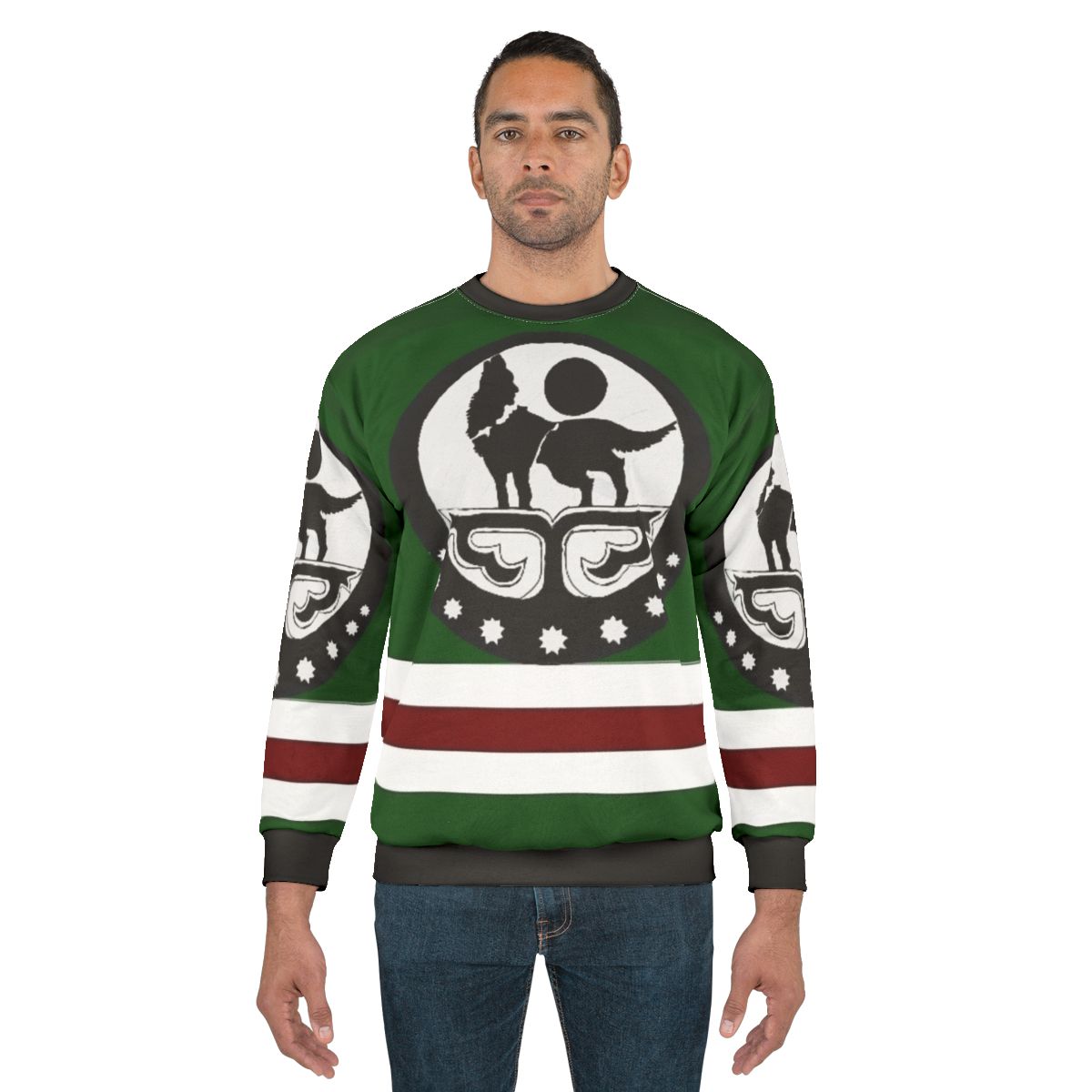 Chechen Flag Sweatshirt with Chechnya Wolf Graphic