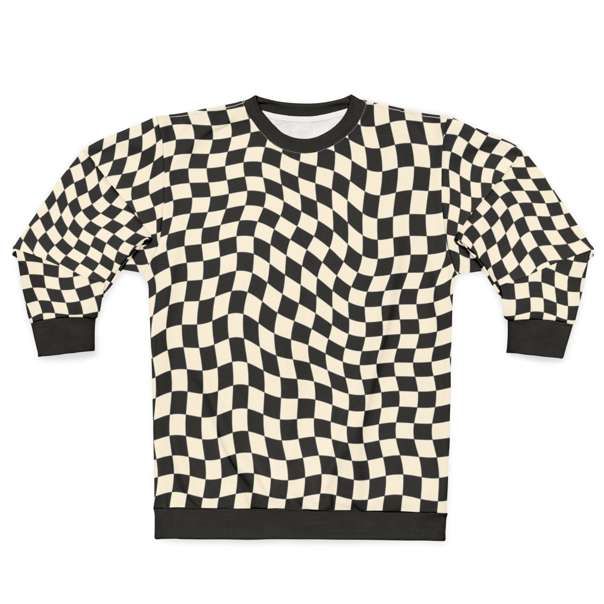 Retro wavy checkerboard pattern sweatshirt