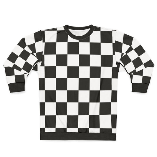 Checkerboard pattern sweatshirt with high-quality geometric design