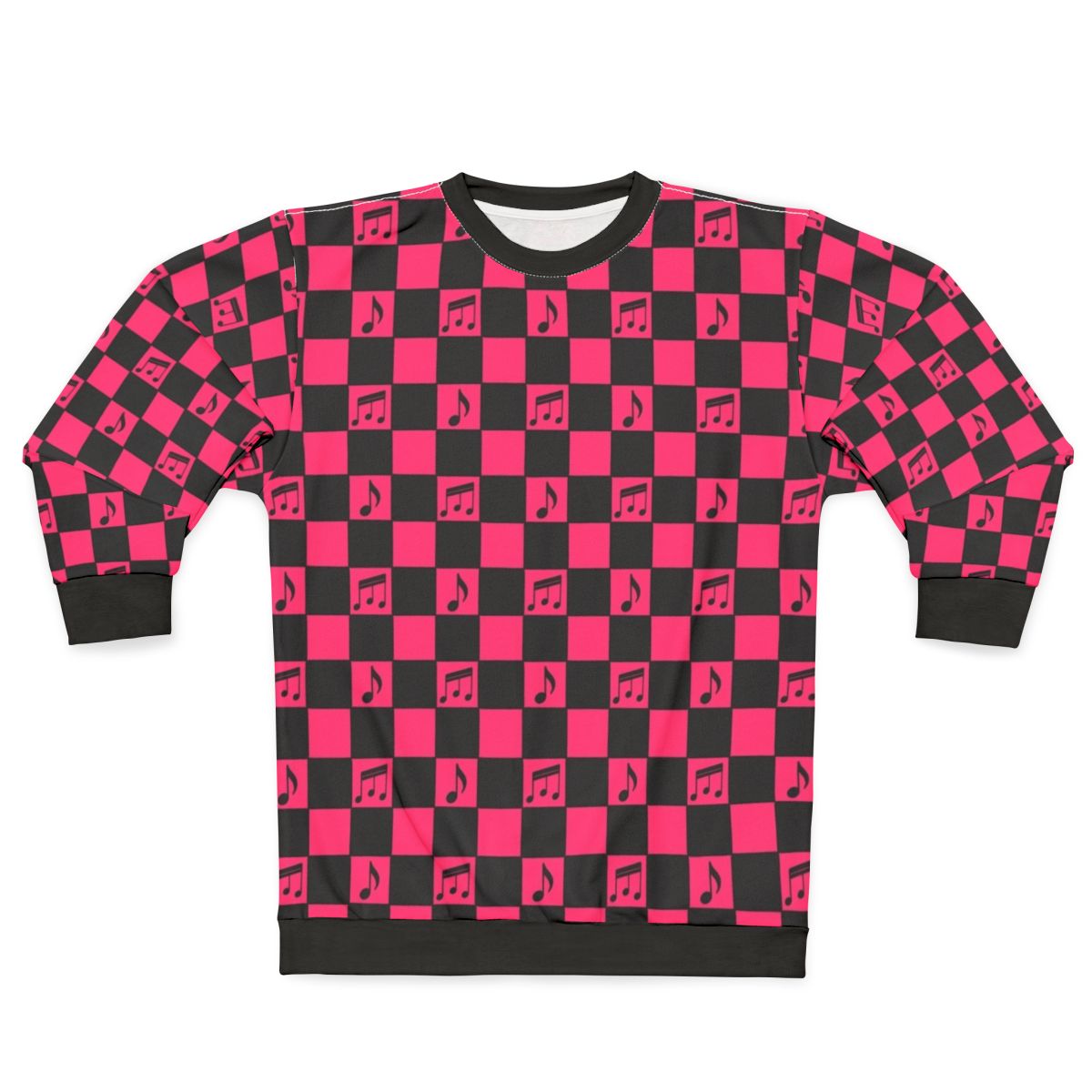 Retro checkerboard music pattern pink sweatshirt