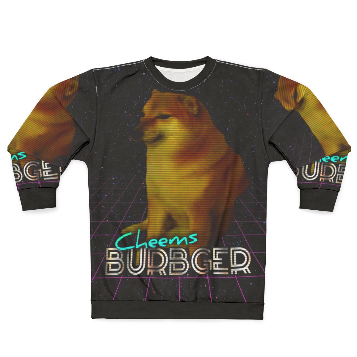 Cheemsburbger Sweatshirt featuring a funny doge meme design