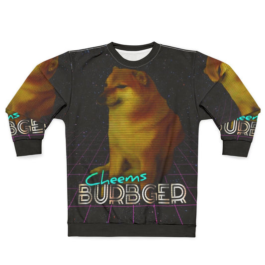 Cheemsburbger Sweatshirt featuring a funny doge meme design