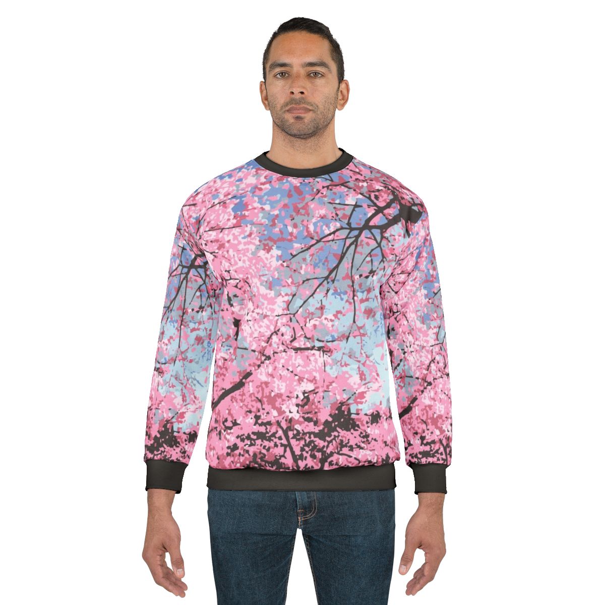 Cherry blossom sweatshirt with pink and white floral design