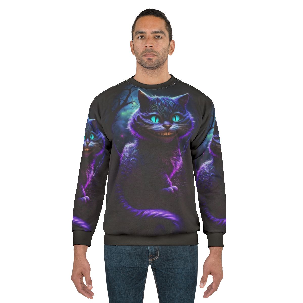 Cheshire Cat Sweatshirt 2 - Abstract, Exotic Alice in Wonderland Inspired Graphic Sweatshirt