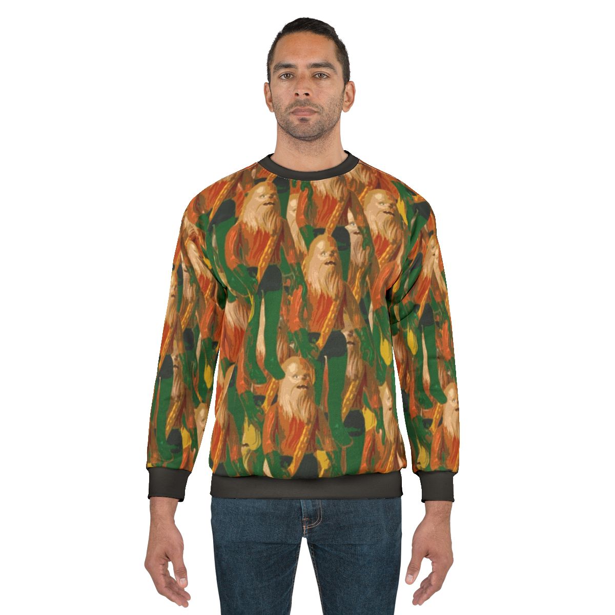 Chewbaquaman collage sweatshirt featuring Chewbacca and Aquaman