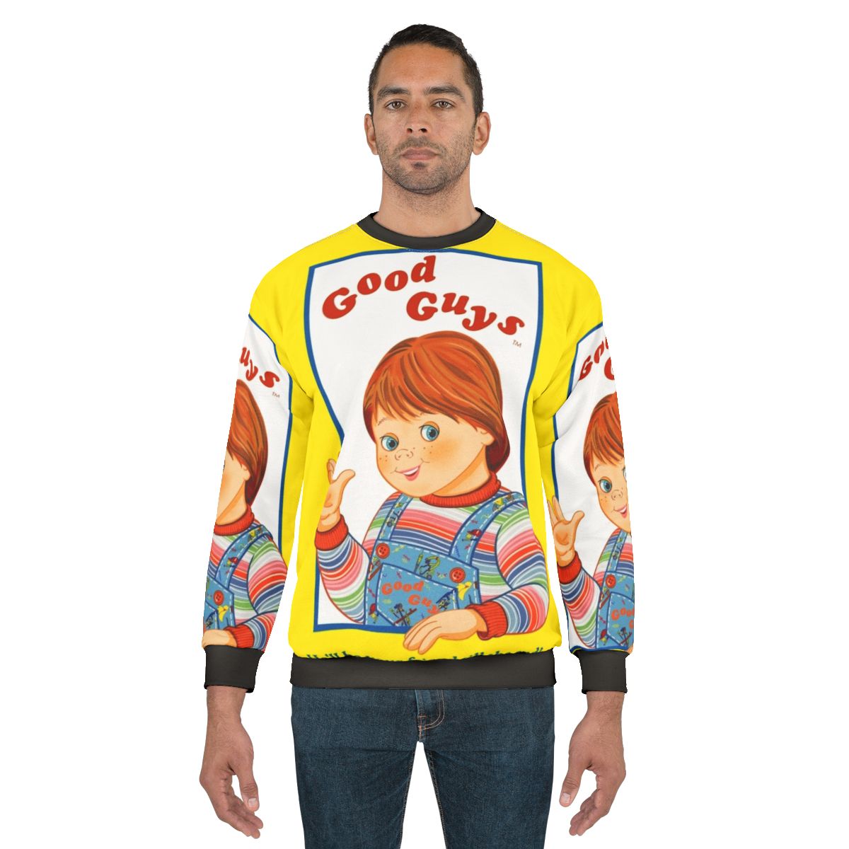 Chucky Sweatshirt featuring the iconic Good Guys doll from the Child's Play horror franchise