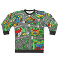 Children's sweatshirt with playmat design and car racing track