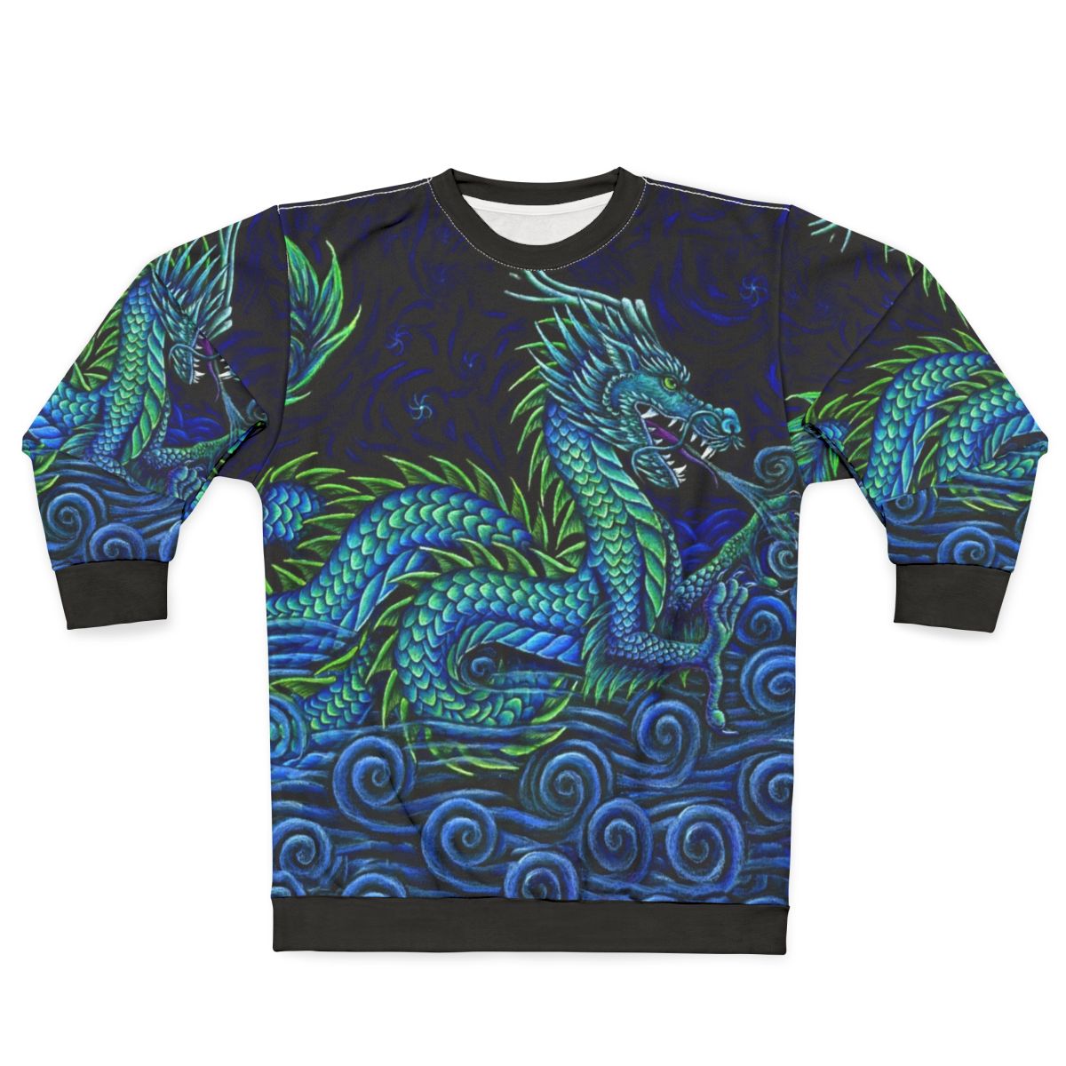 Vibrant azure dragon sweatshirt