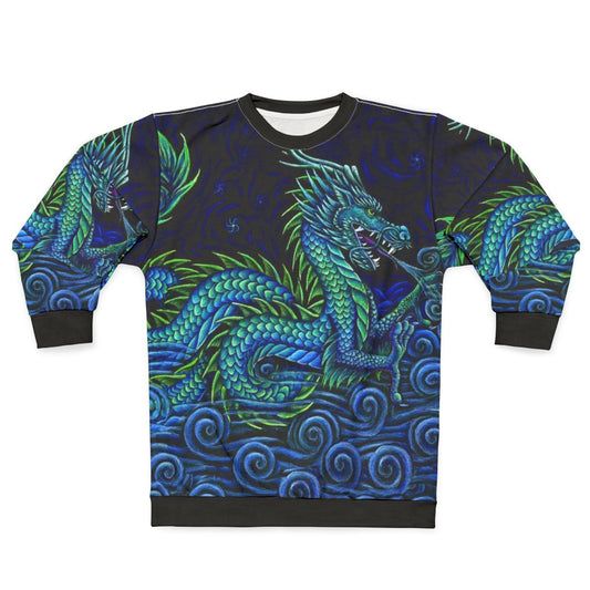 Vibrant azure dragon sweatshirt