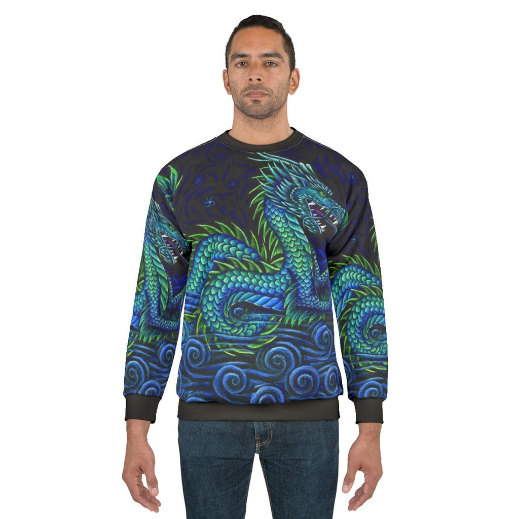 Vibrant azure dragon sweatshirt