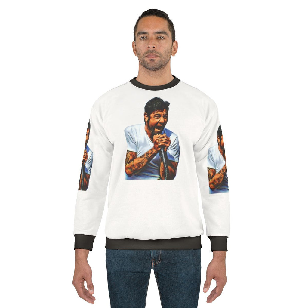 Chino sweatshirt with band graphic design