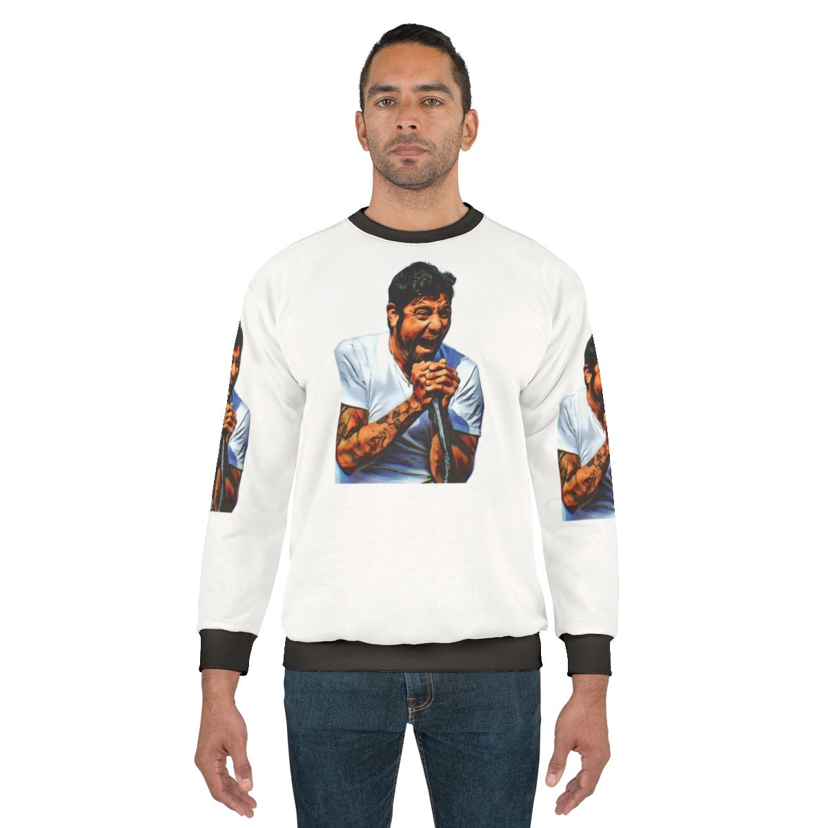 Chino sweatshirt with band graphic design