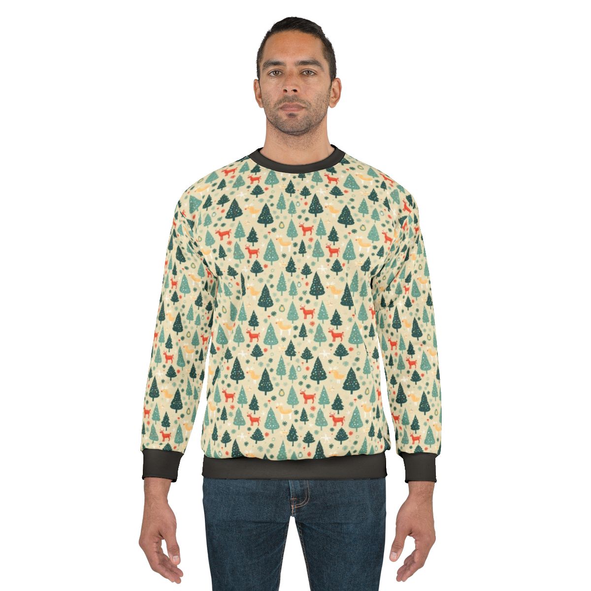Festive Christmas seamless sweatshirt with reindeer design