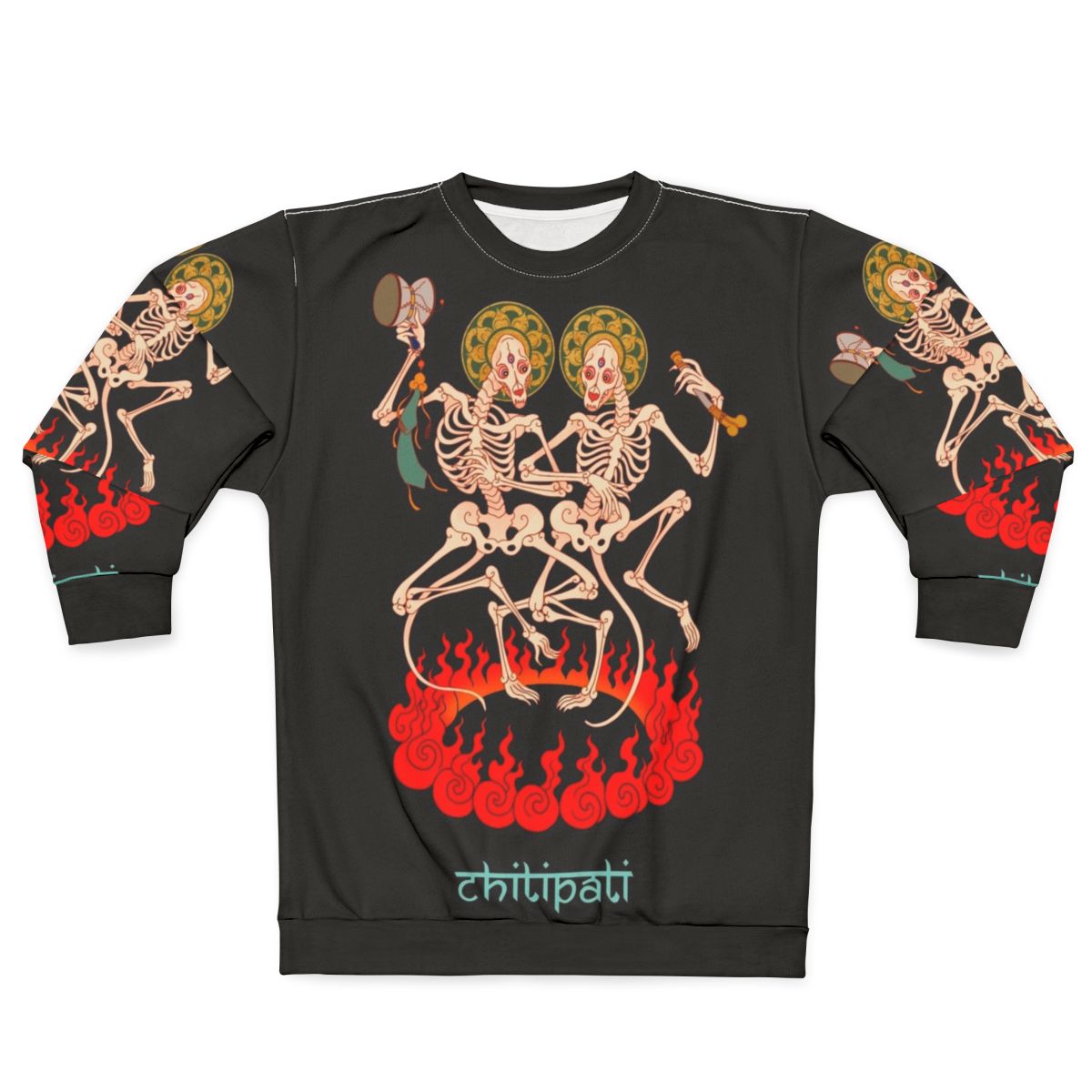 Tibetan Buddhist Chitipati Skeletons Dancing Sweatshirt