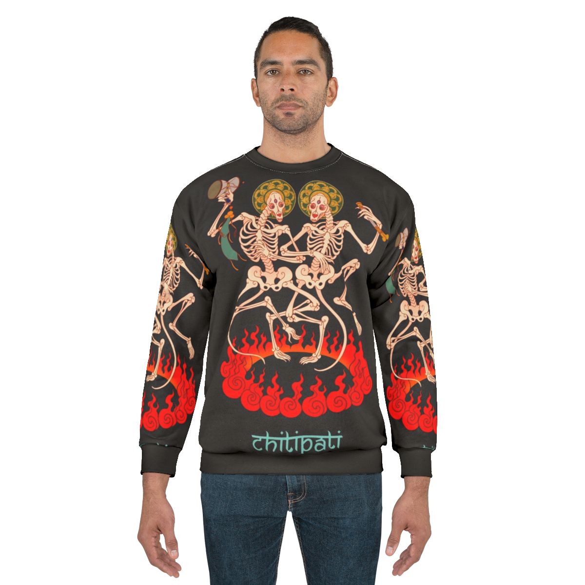 Tibetan Buddhist Chitipati Skeletons Dancing Sweatshirt