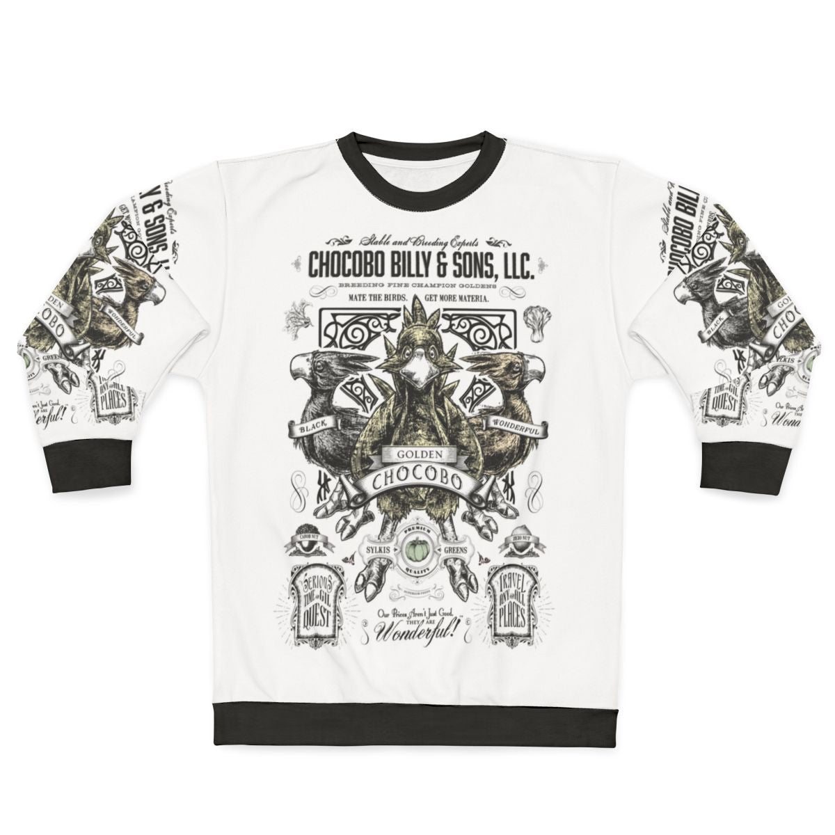 Vintage chocobo graphic on a grey sweatshirt