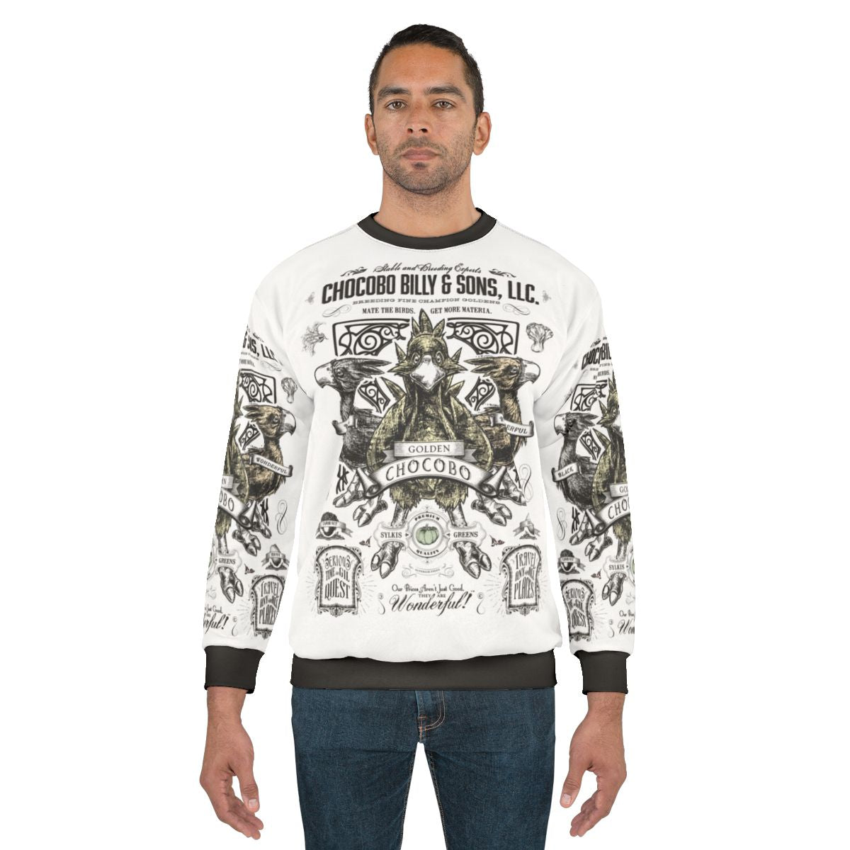 Vintage chocobo graphic on a grey sweatshirt