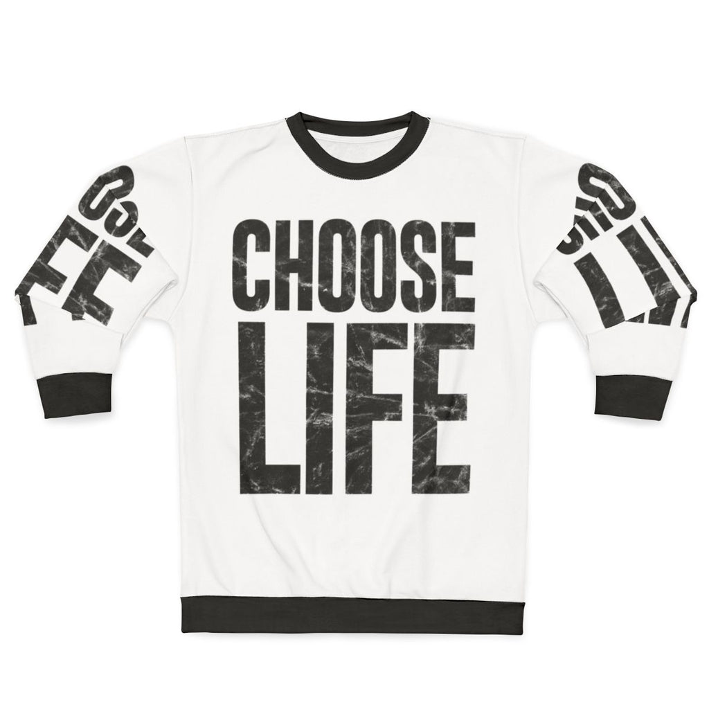 80s "Choose Life" Sweatshirt featuring George Michael's iconic 80s pop music style