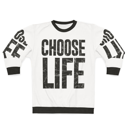 80s "Choose Life" Sweatshirt featuring George Michael's iconic 80s pop music style