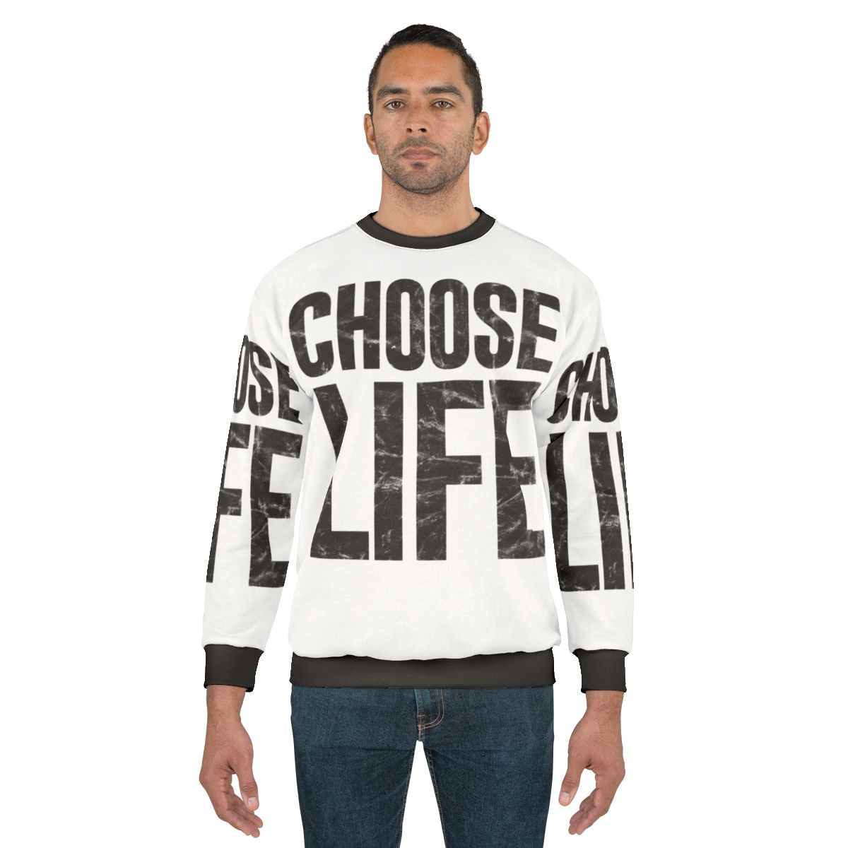 80s "Choose Life" Sweatshirt featuring George Michael's iconic 80s pop music style