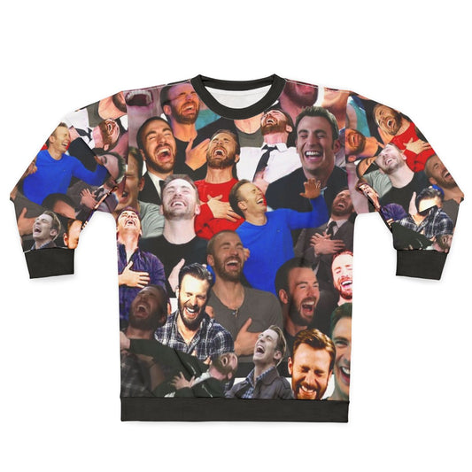 Chris Evans Laughing Sweatshirt - Funny Marvel Superhero Meme Collage