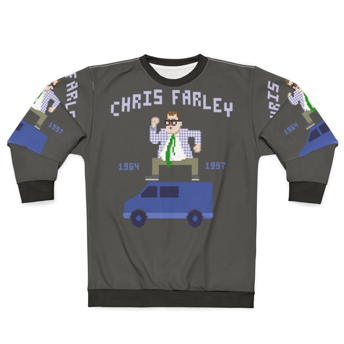 Chris Farley as Matt Foley from SNL in comedy sweatshirt