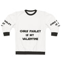 Retro Chris Farley themed sweatshirt with "Is My Valentine" text