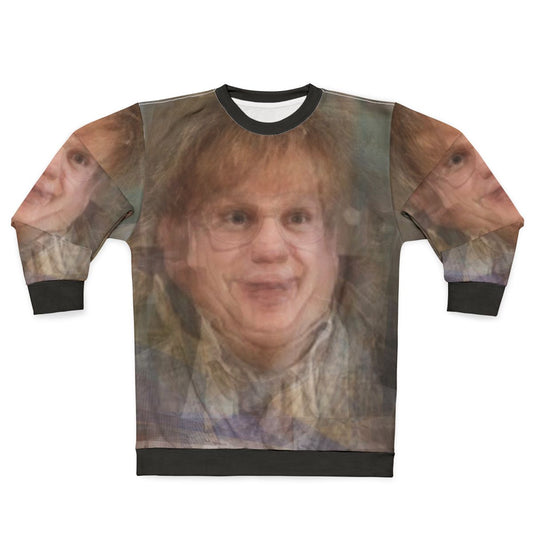 Chris Farley portrait sweatshirt design featuring experimental fan art