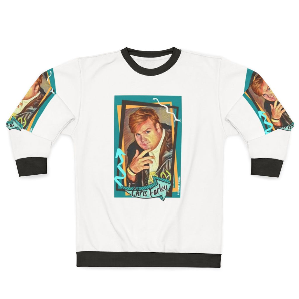 Retro-style Chris Farley sweatshirt for comedy lovers