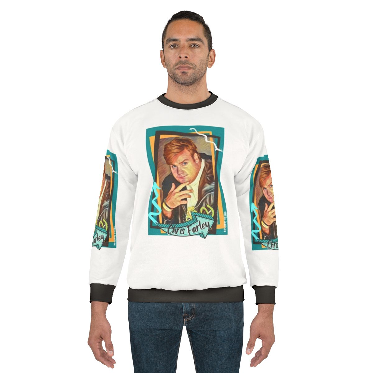 Retro-style Chris Farley sweatshirt for comedy lovers