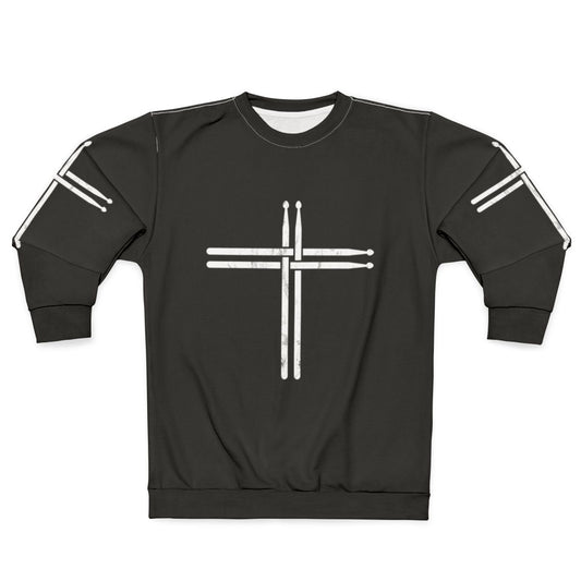 Christian Drummer Drumstick Cross Sweatshirt