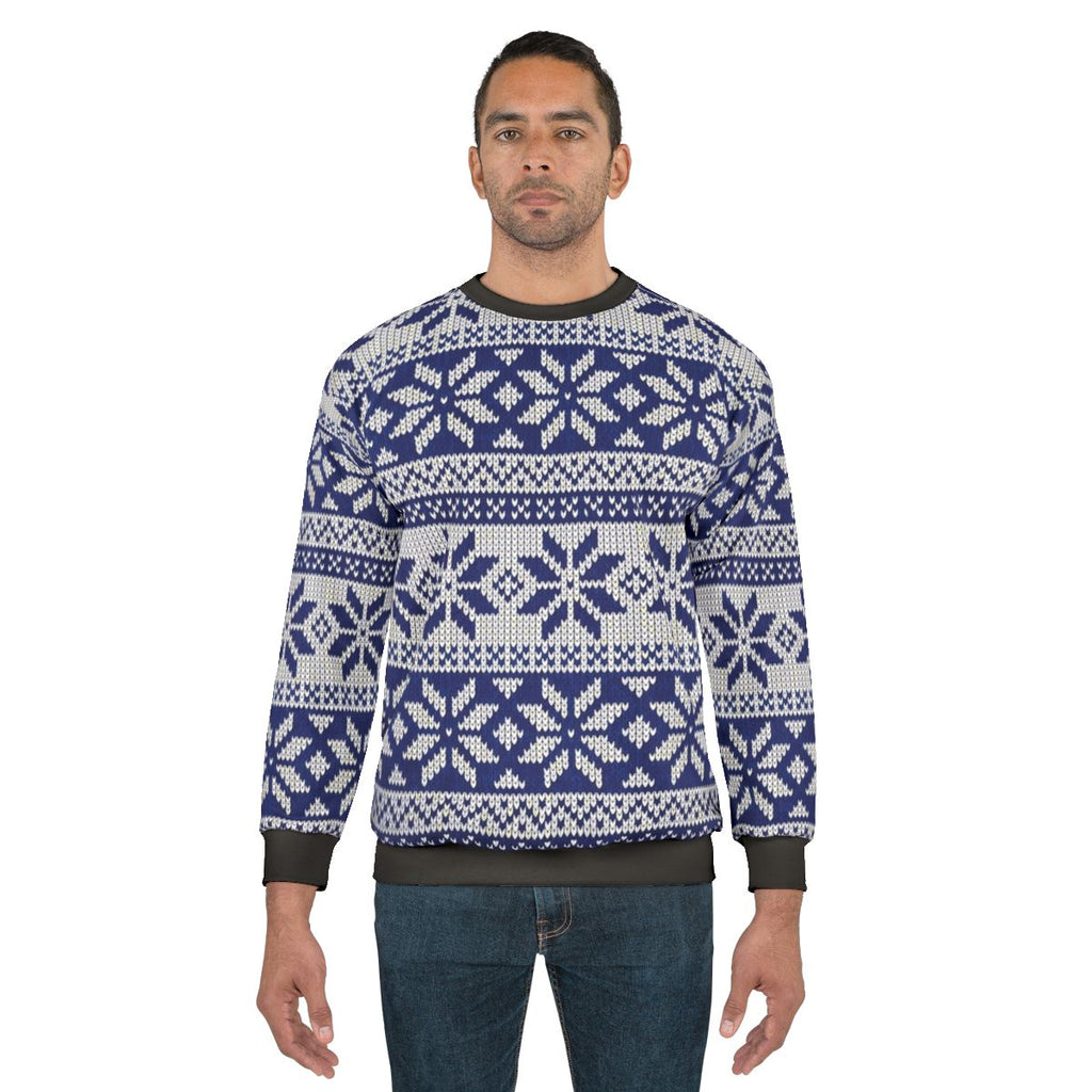 Cozy knit Christmas sweater with holiday reindeer pattern