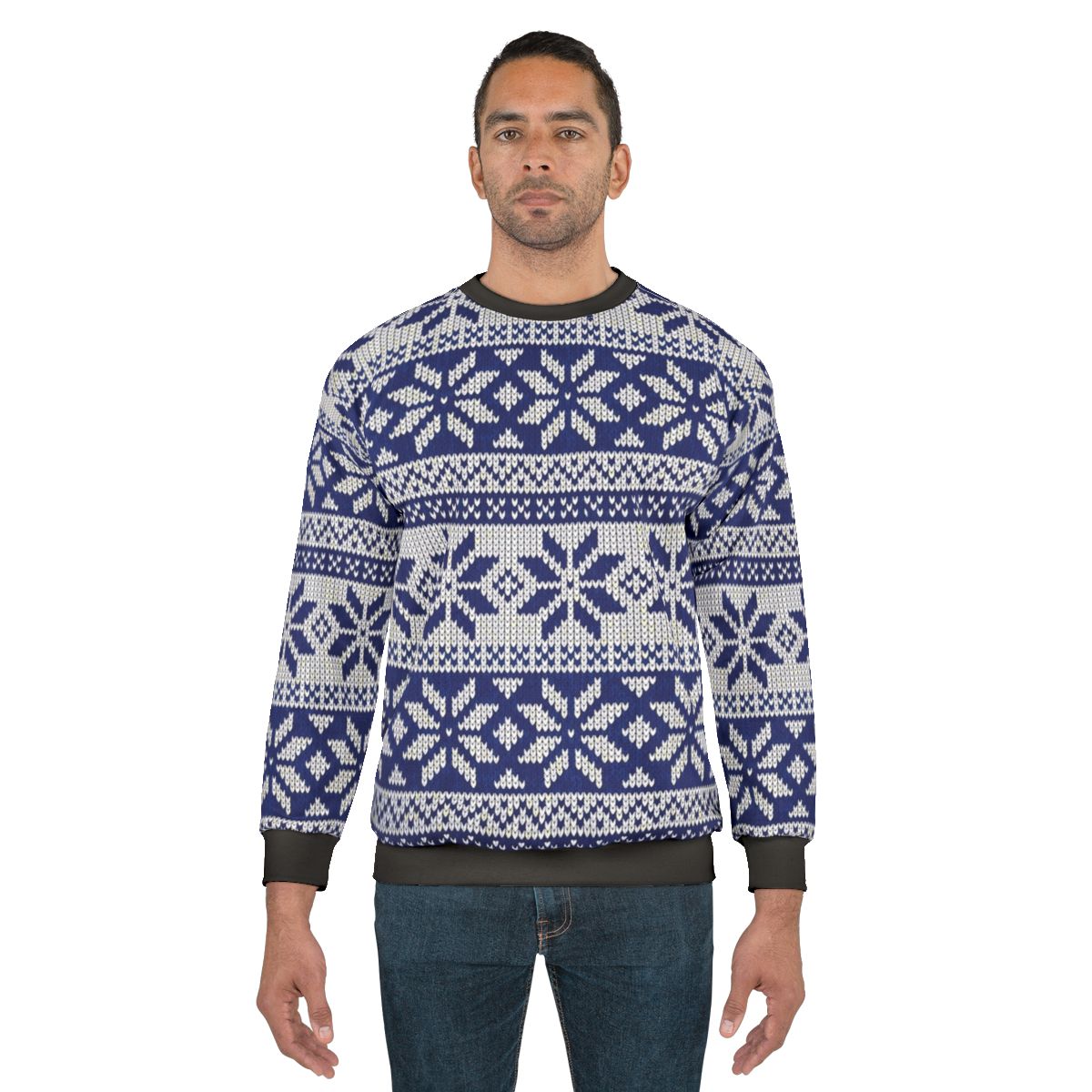 Cozy knit Christmas sweater with holiday reindeer pattern