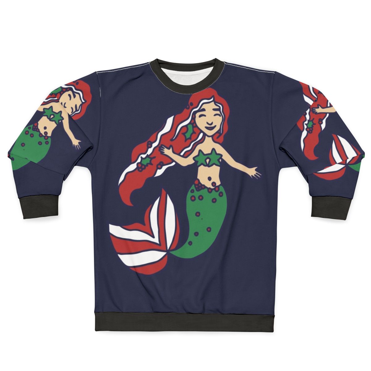 Christmas mermaid sweatshirt featuring a whimsical mermaid design