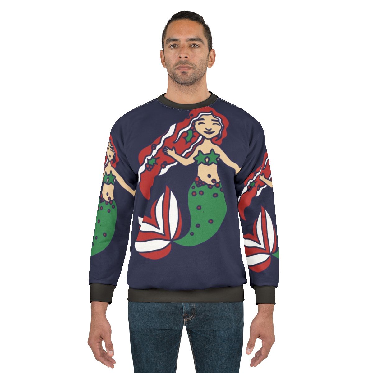 Christmas mermaid sweatshirt featuring a whimsical mermaid design