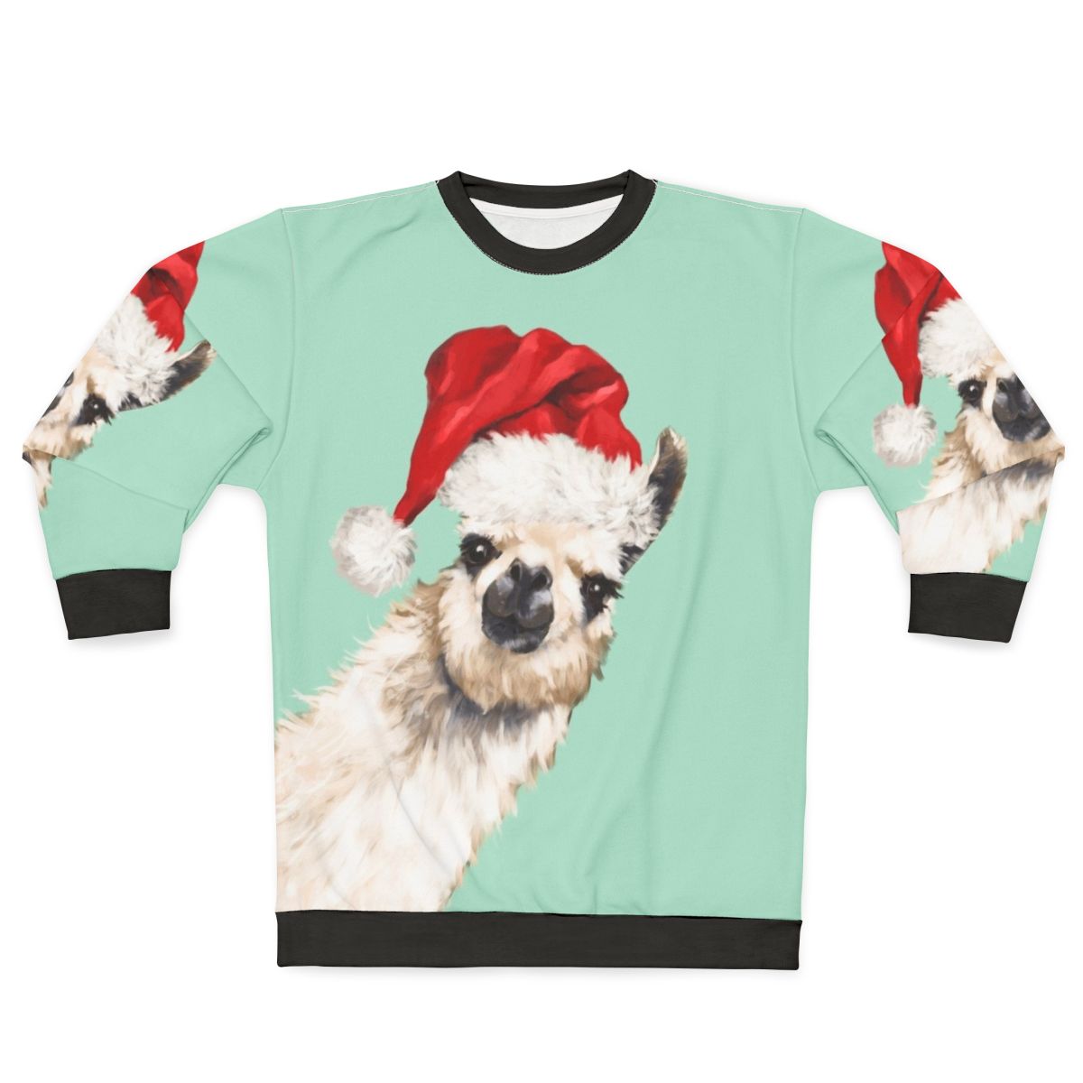 Cozy green Christmas llama sweatshirt