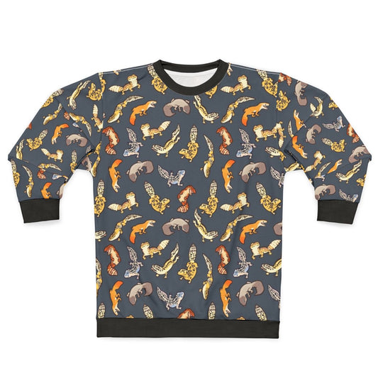 Dark grey sweatshirt with chub gecko pattern