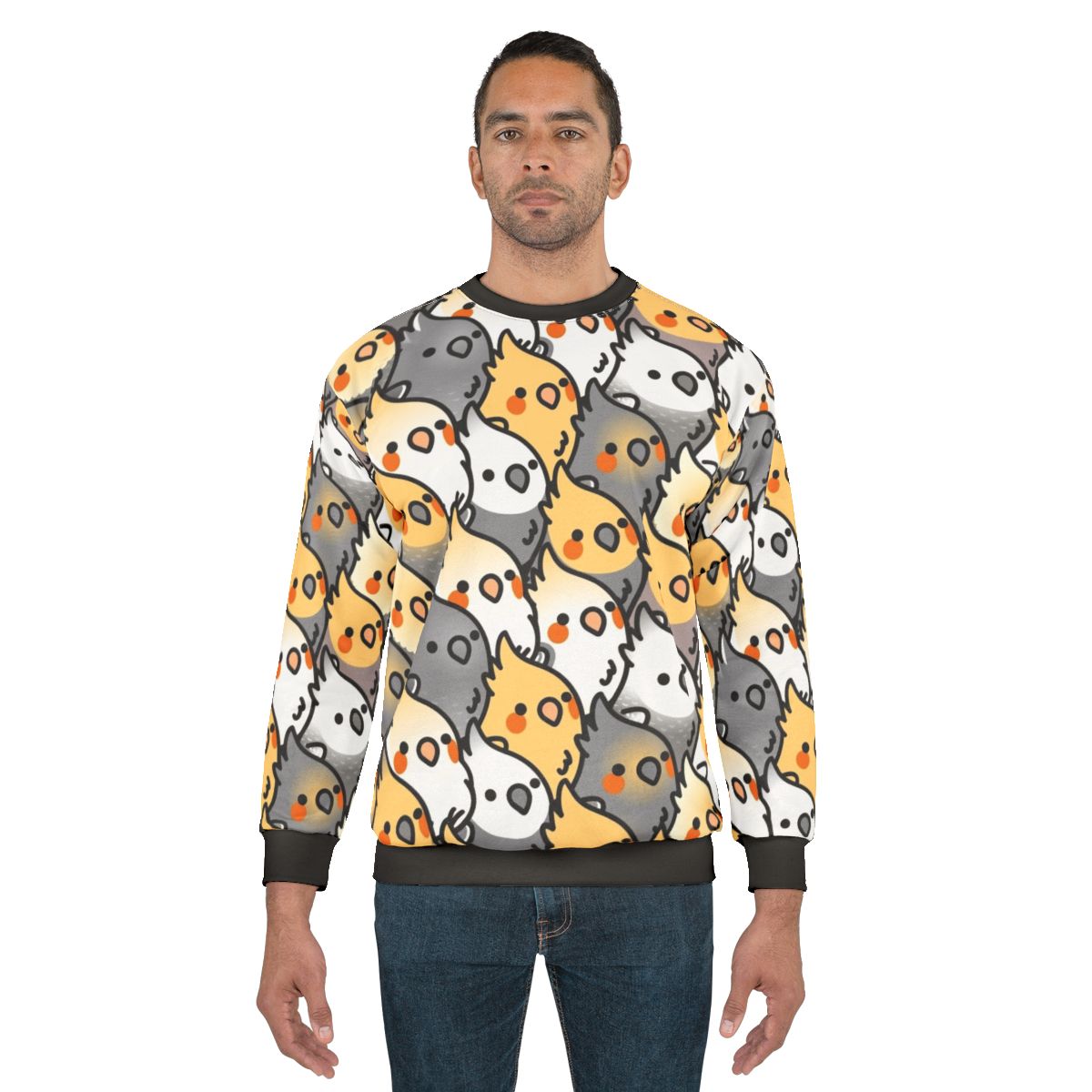Colorful cockatiel pattern sweatshirt