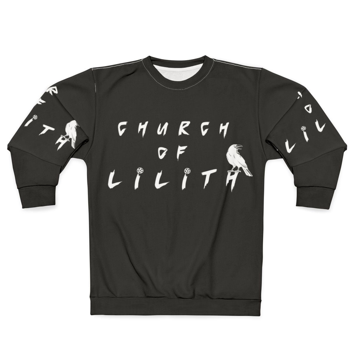 White typography sweatshirt with Church Of Lilith design