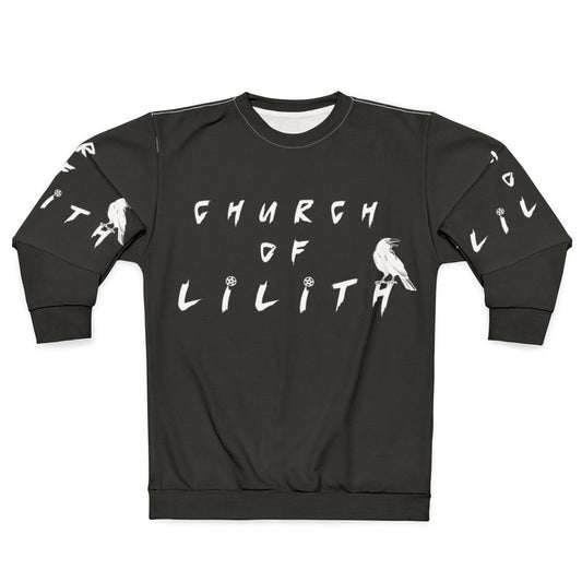White typography sweatshirt with Church Of Lilith design
