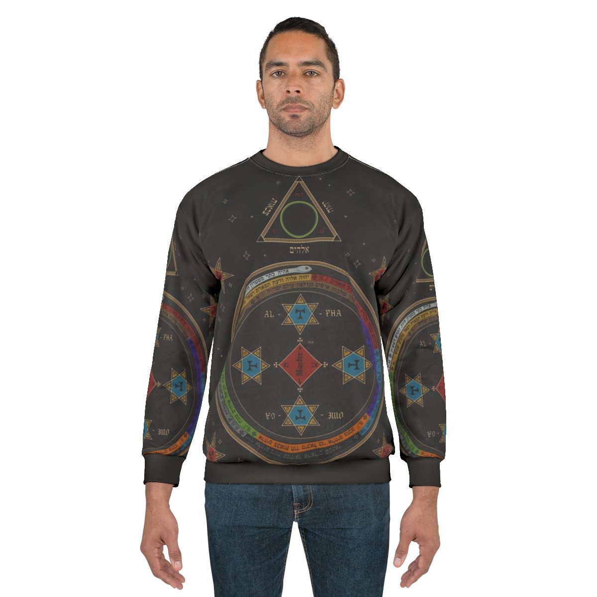 Occult sweatshirt with Goetia circle triangle design