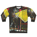 Cinema-inspired sweatshirt with a surreal, projector-themed design