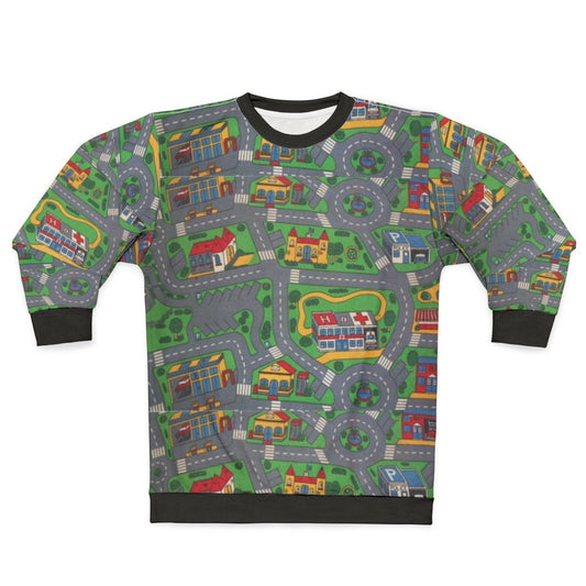 City Roads Map Play Rug Sweatshirt with urban landscape design