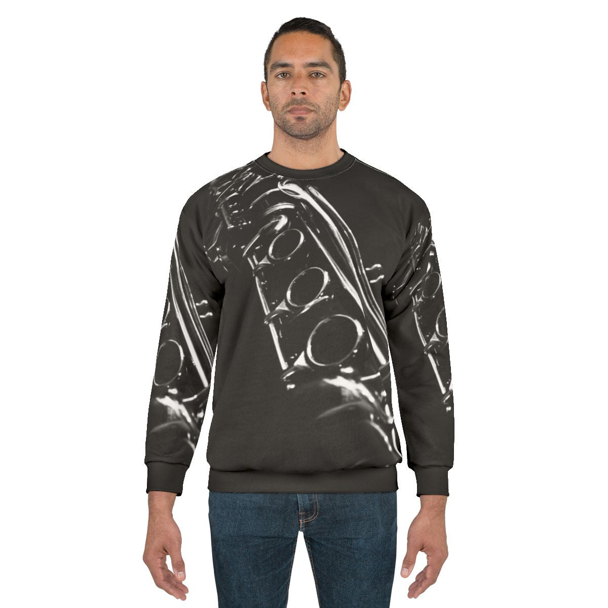 Clarinet Solo in B&W Sweatshirt for Music Lovers