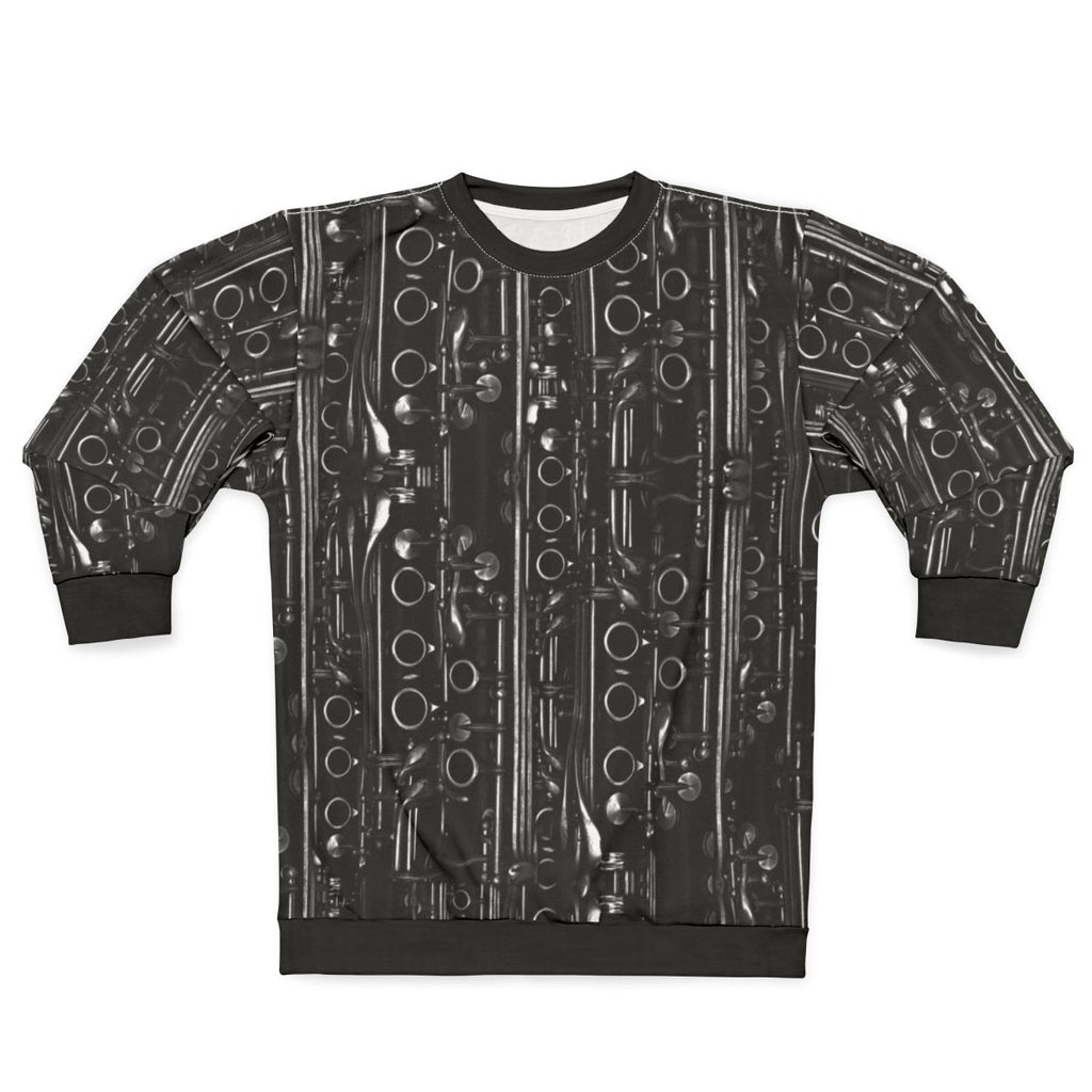 Clarinets All Over Print Sweatshirt featuring a pattern of clarinets