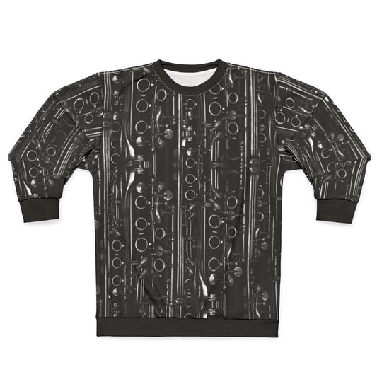 Clarinets All Over Print Sweatshirt featuring a pattern of clarinets