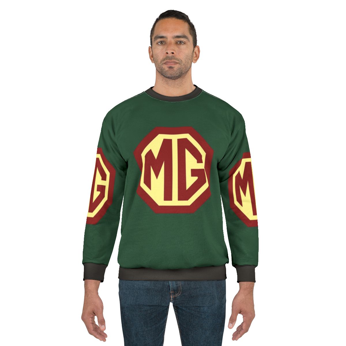Classic MG sports car logo on a comfortable sweatshirt