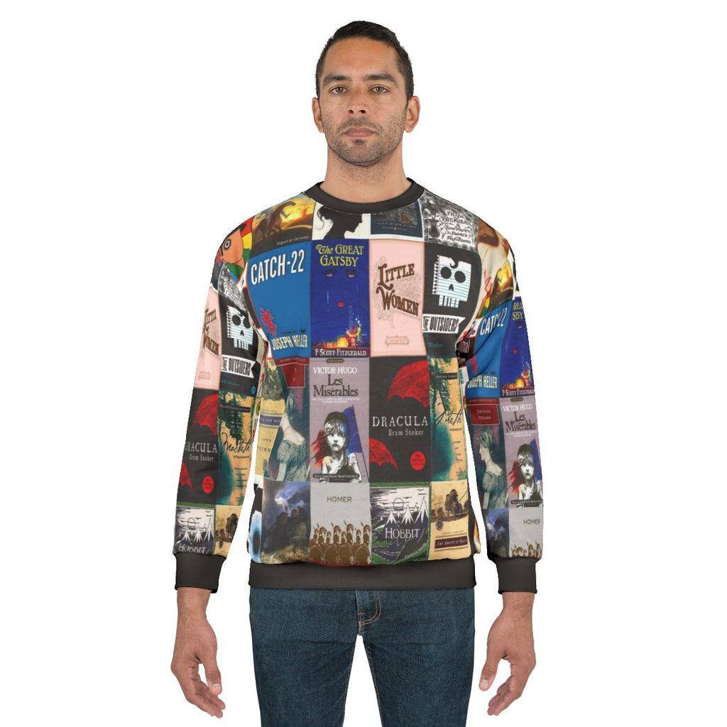 Classic literature book cover design sweatshirt for reading enthusiasts