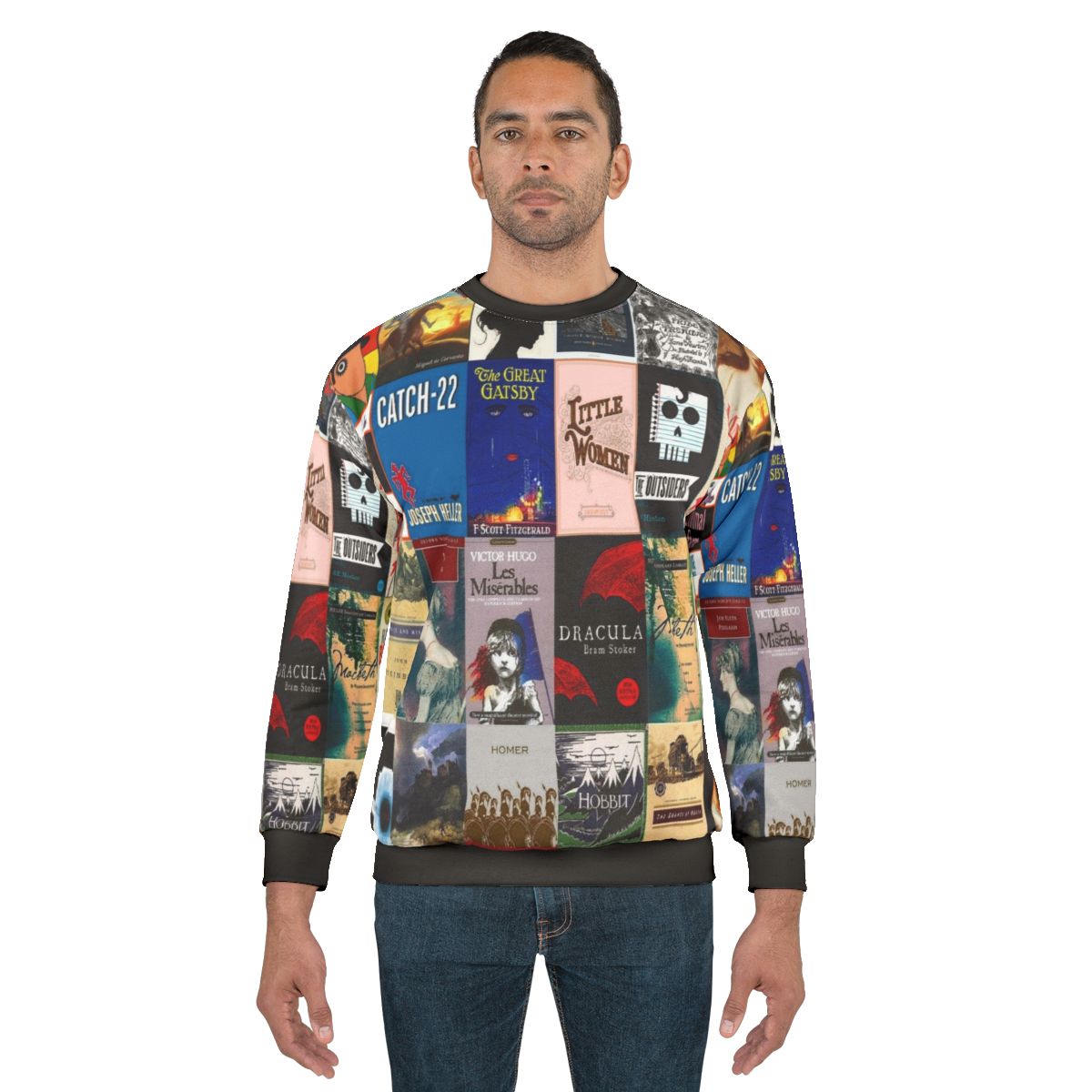 Classic literature book cover design sweatshirt for reading enthusiasts