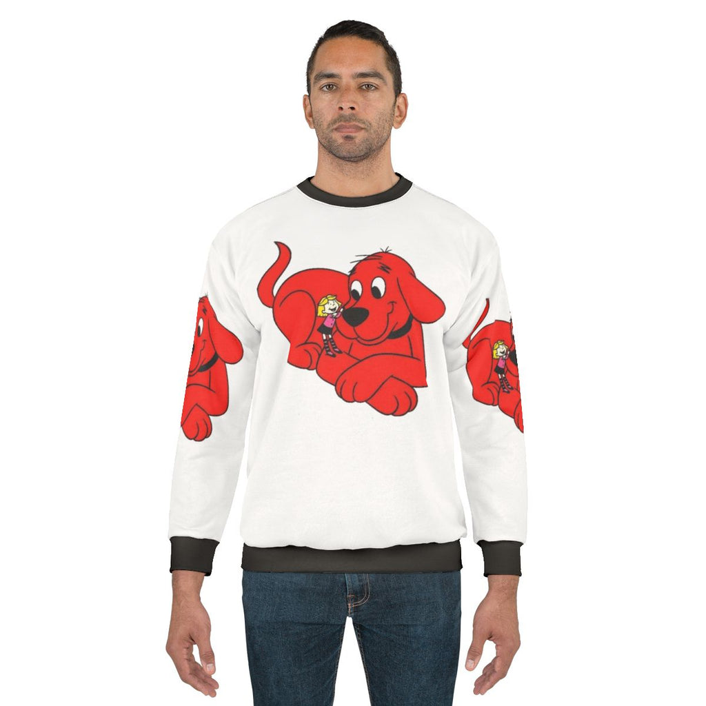 Clifford The Big Red Dog and Emily Elizabeth graphic on a red sweatshirt